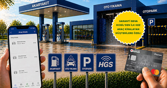 Garanti BBVA Filo'dan araç kirala, Bonus Business'la seçili sektörlerde %25 indirim kazan!